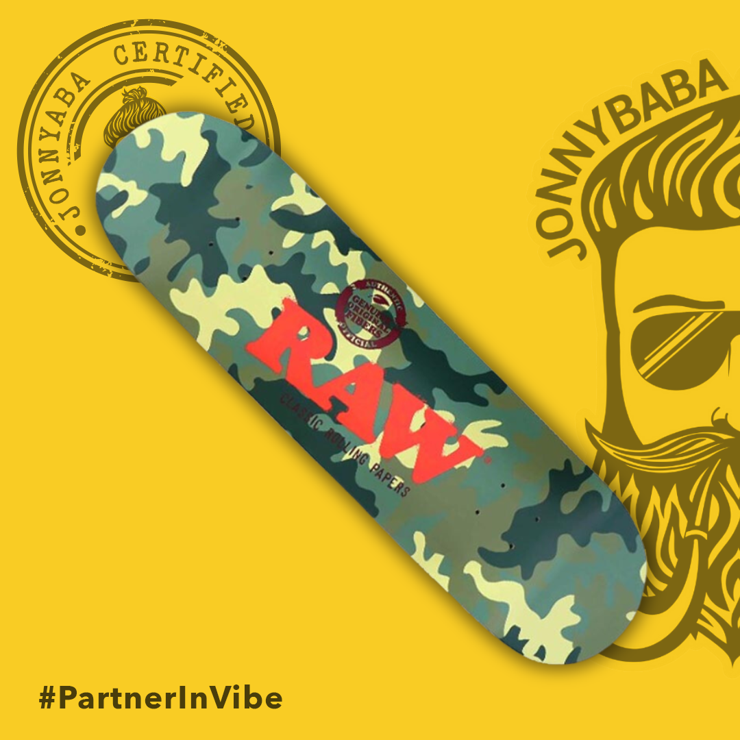 Raw Skateboard Deck camouflage