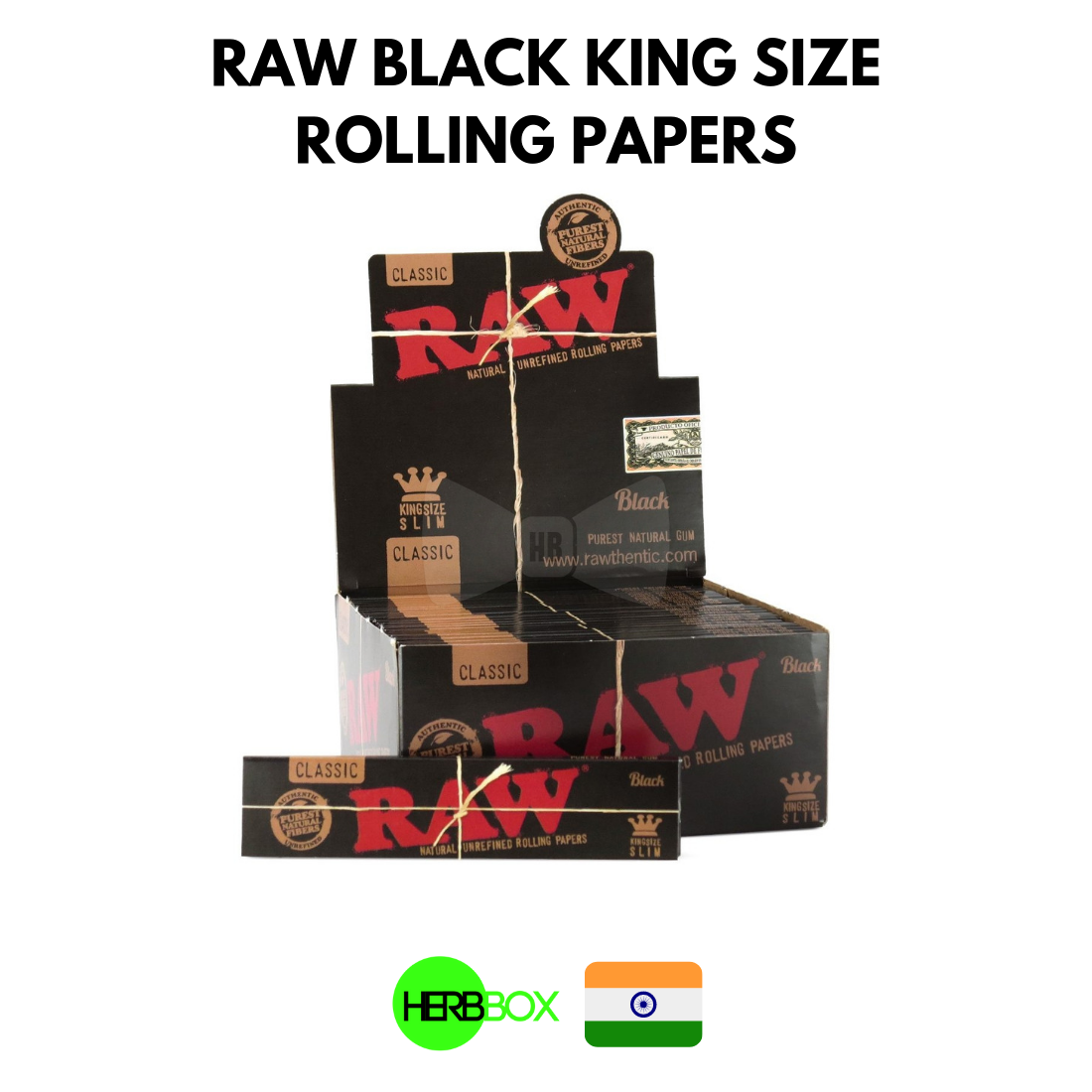 RAW Black King Size Rolling Papers on Herbbox India.