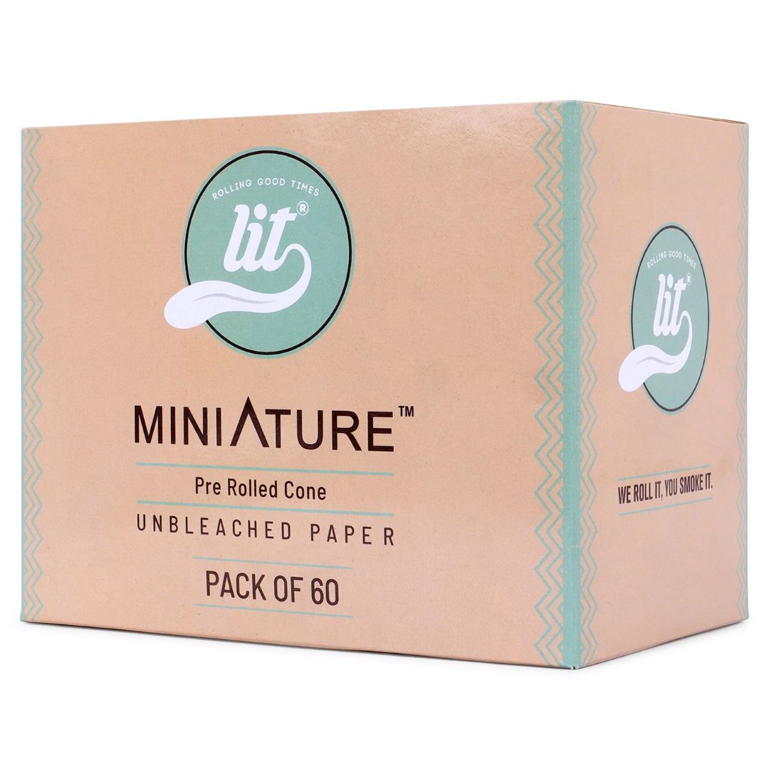 Box of Lit Miniature pre-rolled cones 